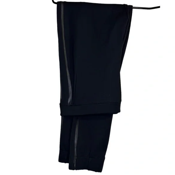 SPANX Black Track Legging Joggers with Faux Leather Side StripesSize: Large